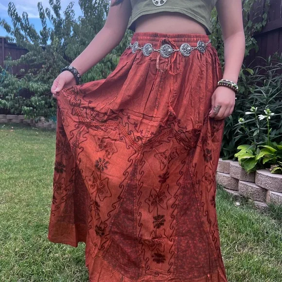 Rustic Patchwork Embroidered Boho Skirt - Picture 13 of 16